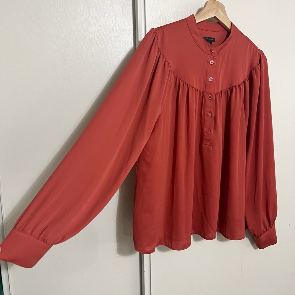 Ann Taylor Pink Long Sleeve Blouse M